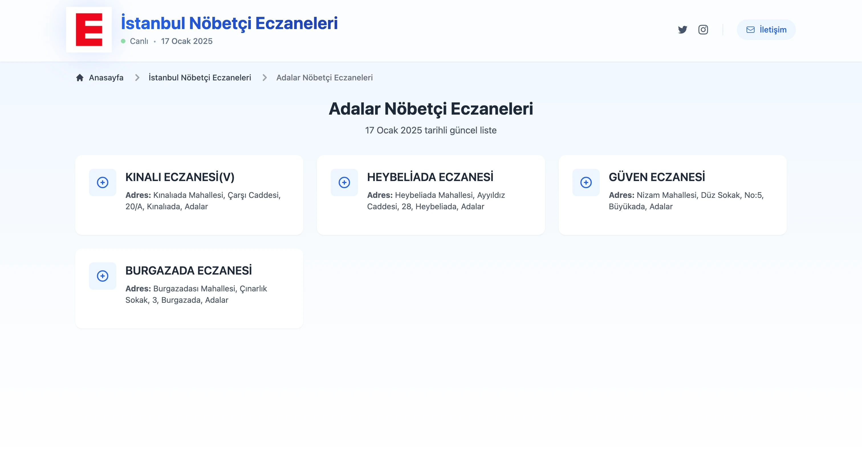 Nöbetçi Eczane Detaylı Liste
